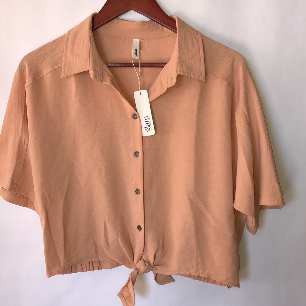 NWT Glam Button up Tie/elastic waist dolman sleeve top szL